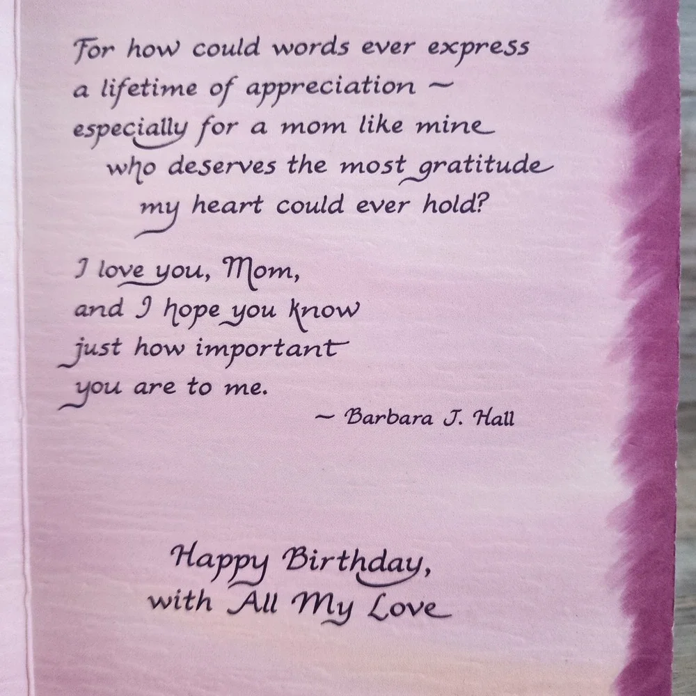Blue Mountain Arts Mom Birthday Card Barbara J Hall Poem Watercolor Greeting